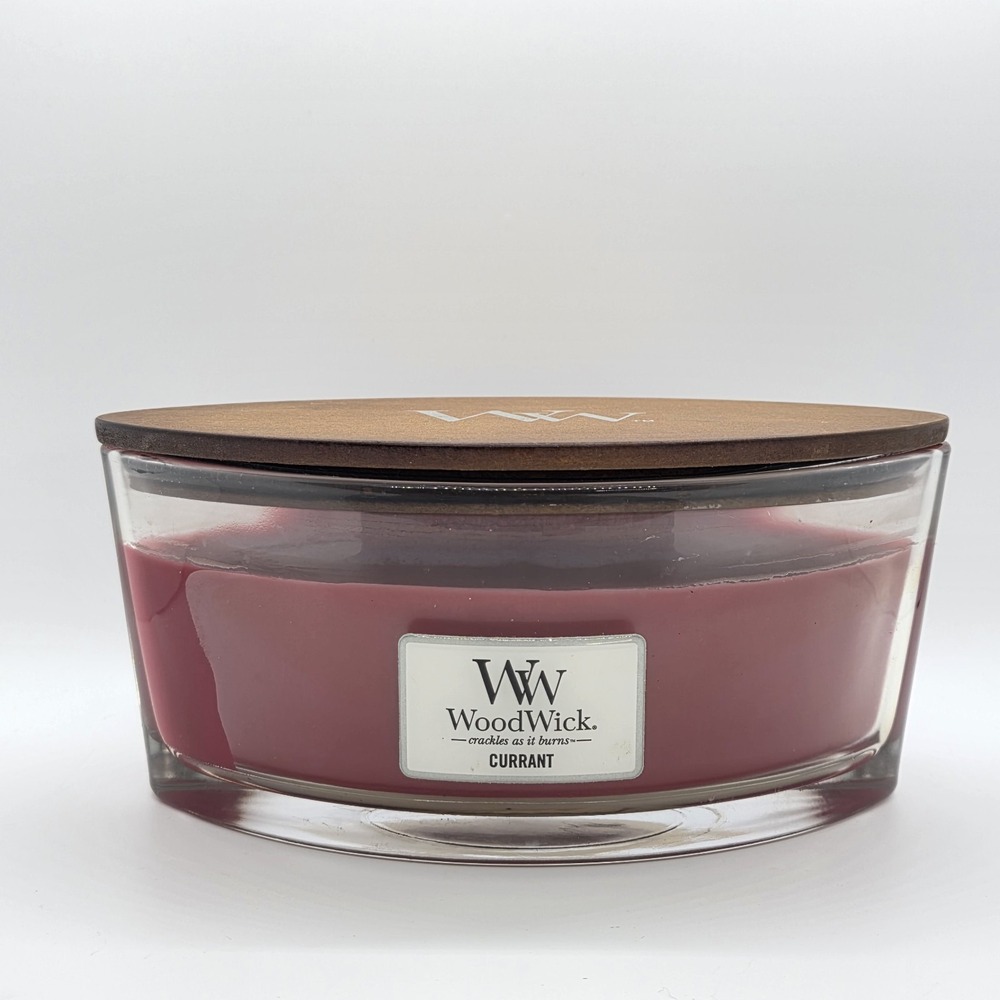 Woodwick Currant Scented Candle Eclipse Shape Elliptical Crackles‎ New